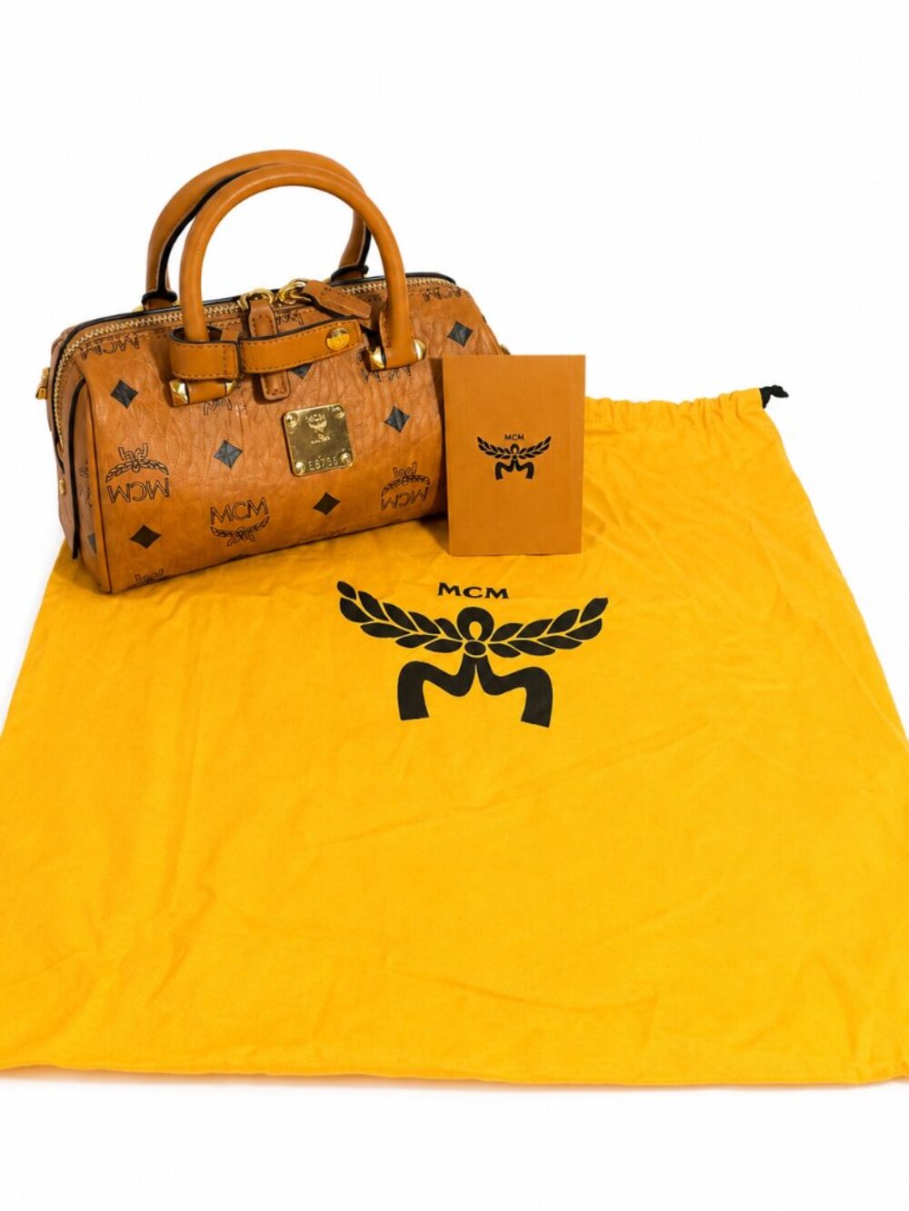 MCM Cognac Visetos Mini Boston Bag w/ Dustbag